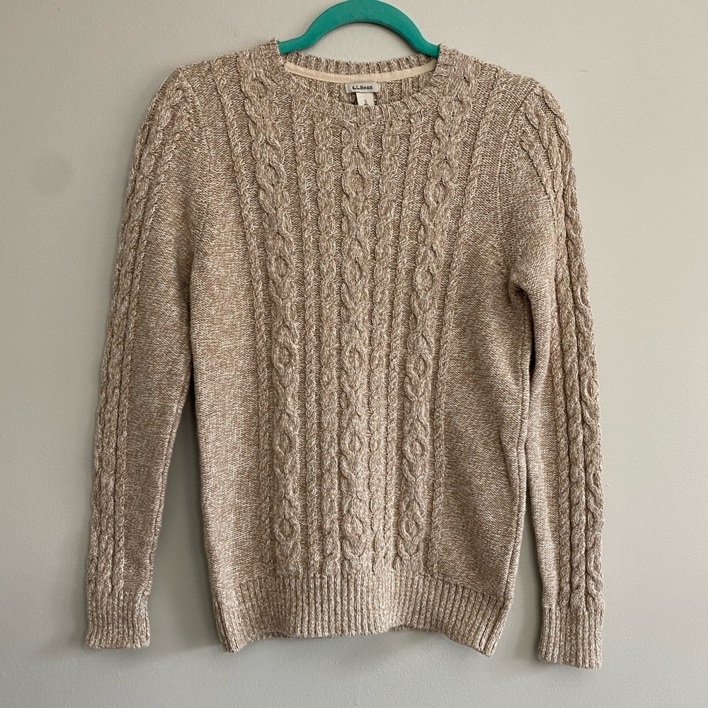 Women’s Tan LL Bean‎ Cable Knit Sweater - S